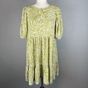 Daily Practice Anthropologie Womens Flounced Tunic Dress S Small Green White